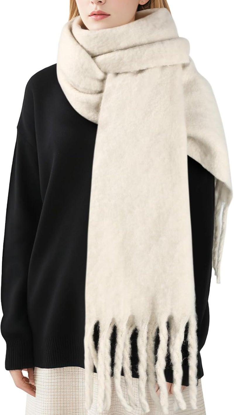 Premillow Women's Mohair Winter Scarf Pure Color, Warm Winter Scarf for Women and Men, Soft Luxurious Cashmere Feel Scarfs - Image 1